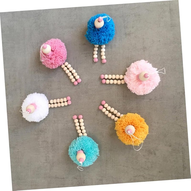 Handmade Wood Bead Fur Pendant Nursery Decor Photo Prop Shower Decoration White - Image 5